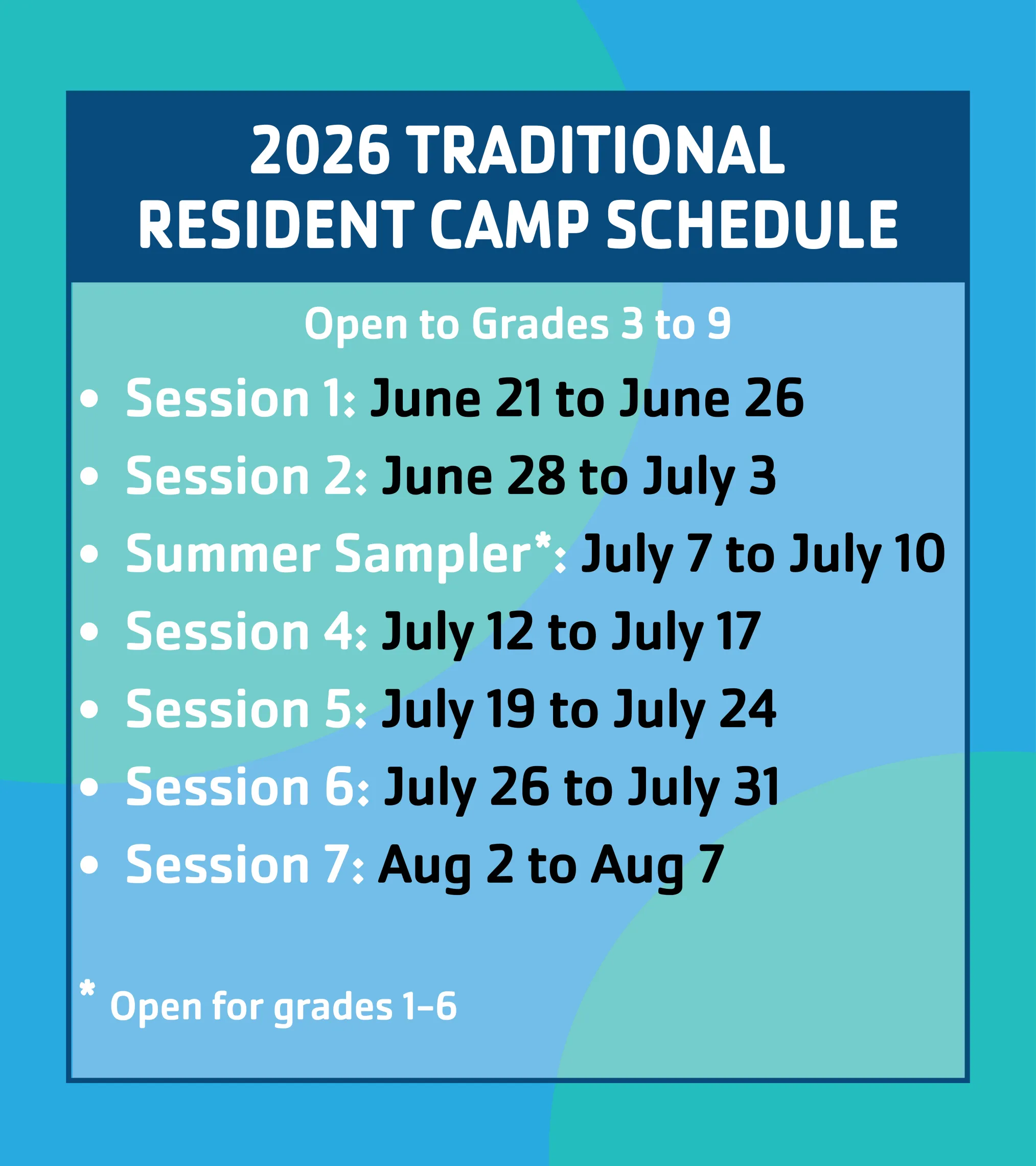 2026 resident camp schedule